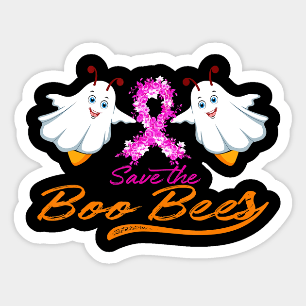 Fun Boobs Save The Boo Bees - Breast Cancer Halloween Sticker by JaydeMargulies